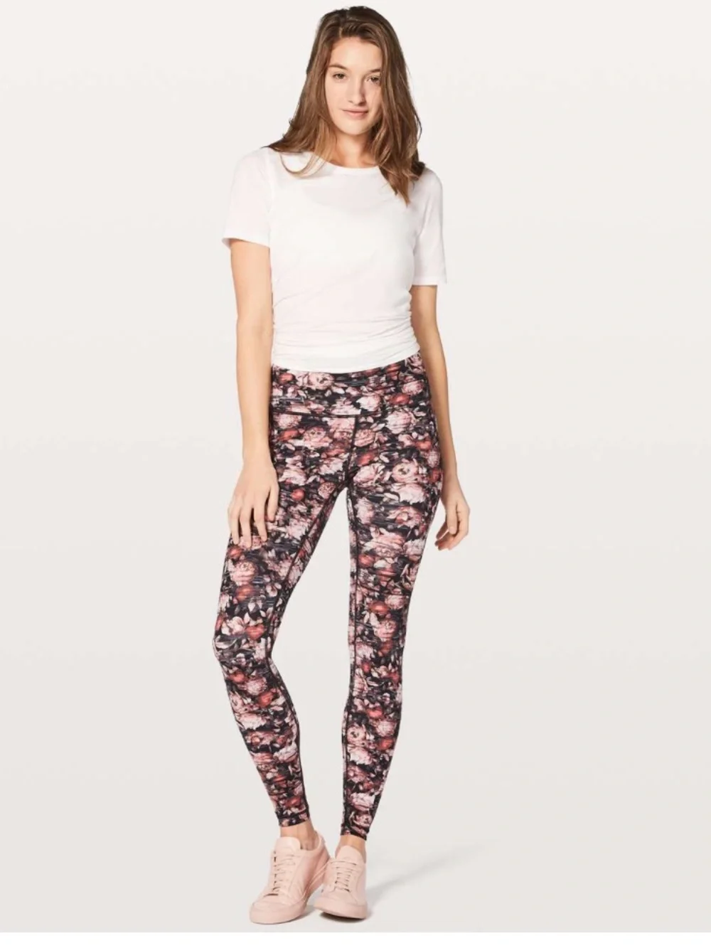 Lululemon Wunder Under Leggings and Break Free Bra Set in Multi Peony